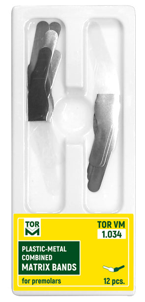 Bandas de matriz combinadas de plástico y metal para premolares (12 unidades)