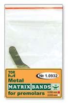 Bandas de matriz metálica para premolares forma 2 (dos bordes centrales) 12 piezas