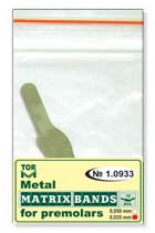 Bandas de matriz metálica para premolares forma 3 (un borde lateral) 12 piezas
