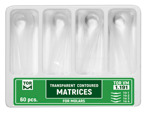 Kit de 60 matrices molaires transparentes et profilées