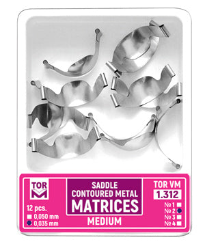 Matrices metálicas contorneadas tipo sillín, medianas (forma 2), 12 unidades