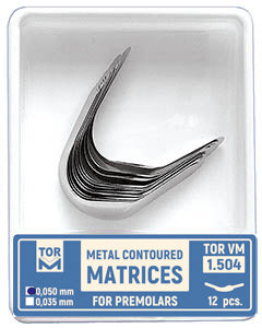 Matrices metálicas contorneadas para premolares, forma 4 (borde derecho), 12 unidades