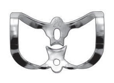 Pinza 210 ("Mariposa" de Ferrier con efecto de retracción gingival mecánica, para la restauración de las zonas cervicales de las superficies faciales dentarias)