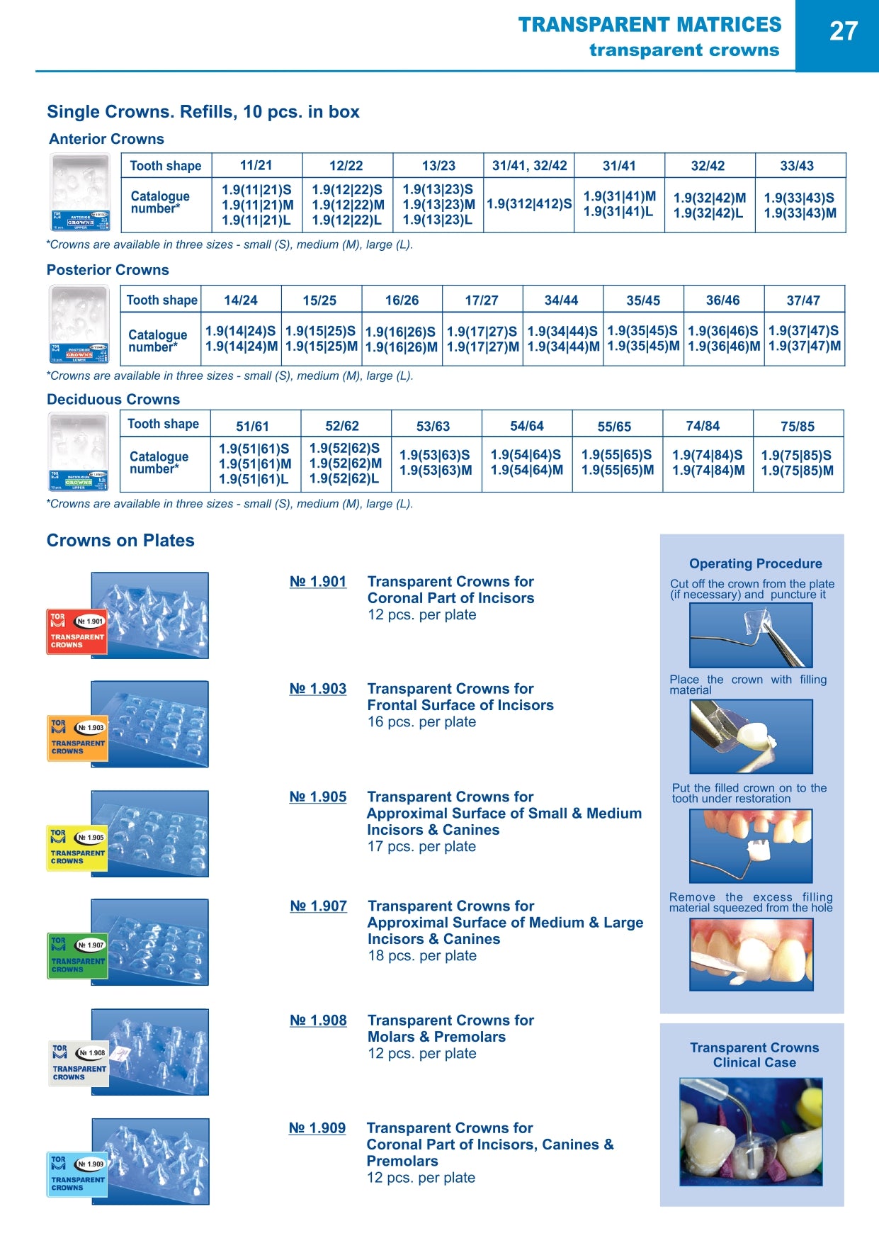 Coronas transparentes para molares y premolares 12 piezas por placa