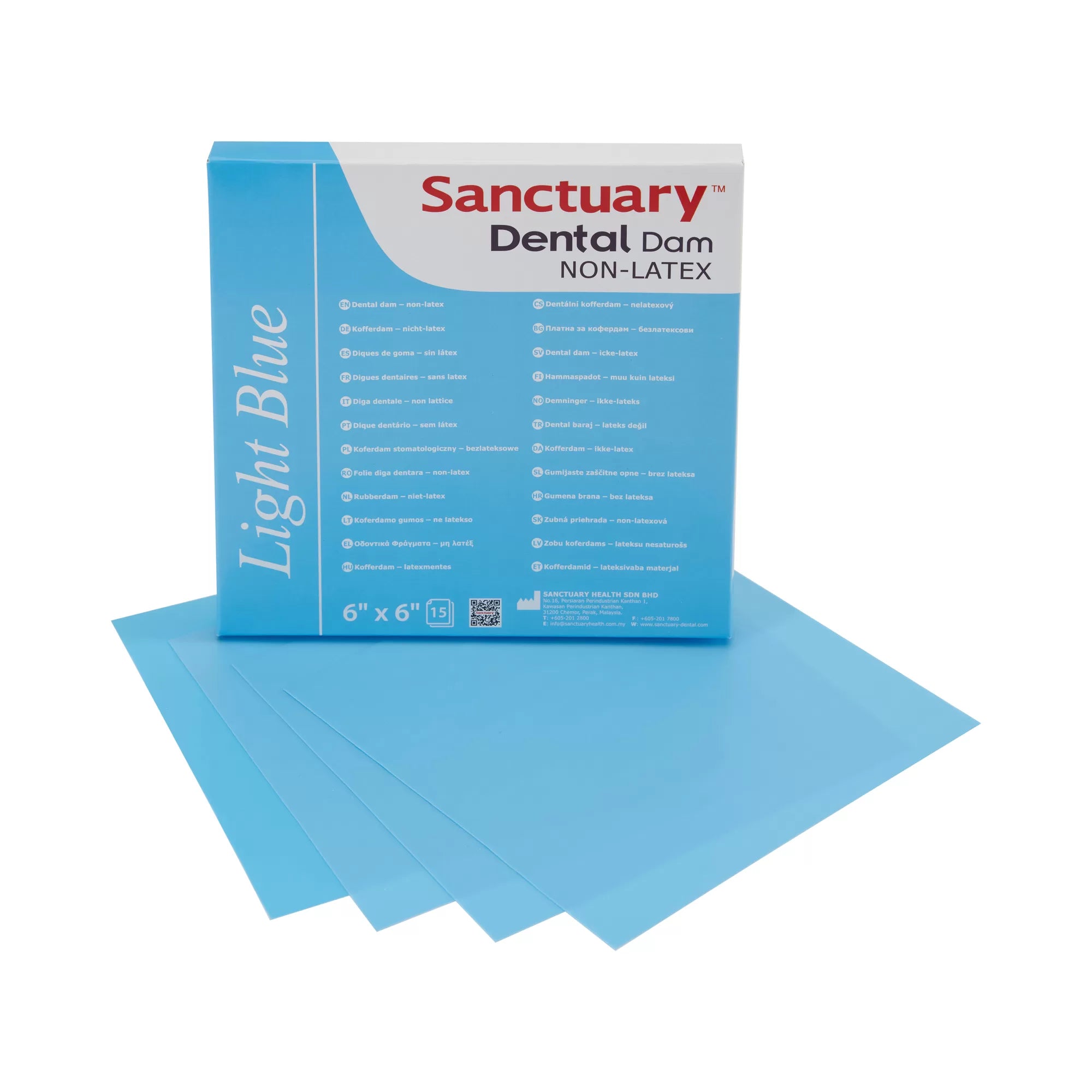 Digue dentaire bleu clair sans poudre ni latex, 15 x 15 cm, 15 feuilles, couleur menthe