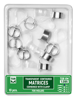 Molar Transparent Contoured Matrices Combined with Clamp of one shape 10 pcs