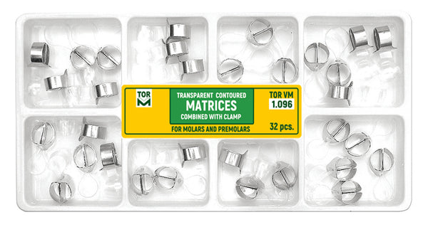 Kit of Premolar and Molar Transparent Contoured Matrices Combined with Clamp 32pcs