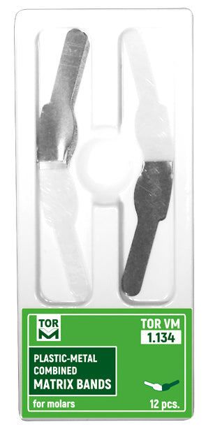 Bandas de matriz combinadas de plástico y metal para molares (12 unidades)