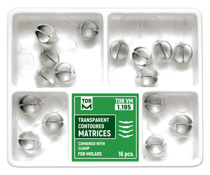 Kit of Molar Transparent Contoured Matrices Combined with Clamp 16pcs