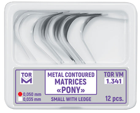 pony-metal-contoured-matrices-small-with-ledge-12pcs