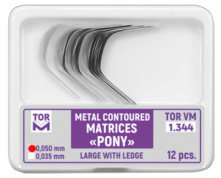 "Pony" metal contoured matrices large with ledge 12pcs