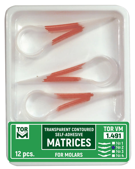 Self-Adhesive Transparent Contoured Matrix Bands for Molars 12pcs