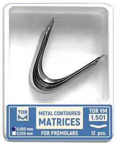 Metal Contoured Matrices for Premolars Shape 1 (without Ledge) 12pcs