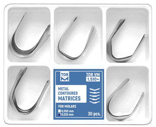 Metal Contoured Matrices for Molars 30pcs