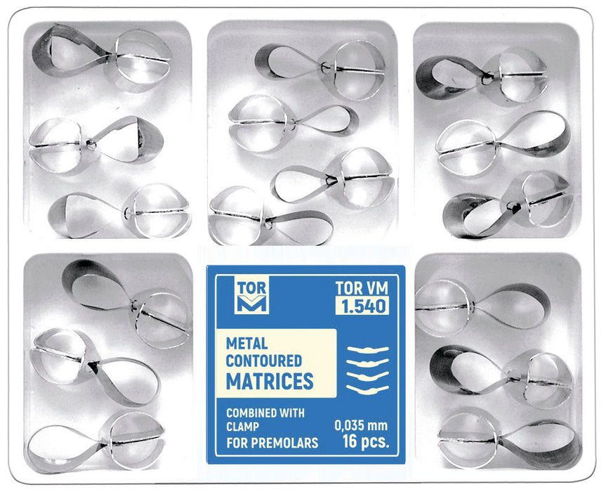 Metal Contoured Matrices for Premolars Combined with Clamp 16pcs
