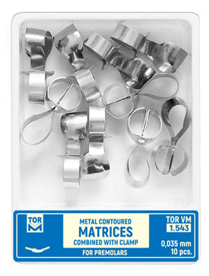 Metal Contoured Matrices for Premolars Combined with Clamp shape 3 (left ledge) 10pcs