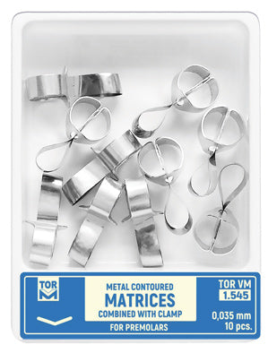 Metal Contoured Matrices for Premolars Combined with Clamp shape 5 (without ledge) 10pcs