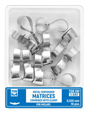 Metal Contoured Matrices for Molars Combined with Clamp shape 1 (one central ledge) 10pcs