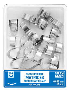 Metal Contoured Matrices for Molars Combined with Clamp Shape 4 (Right Ledge) 10pcs