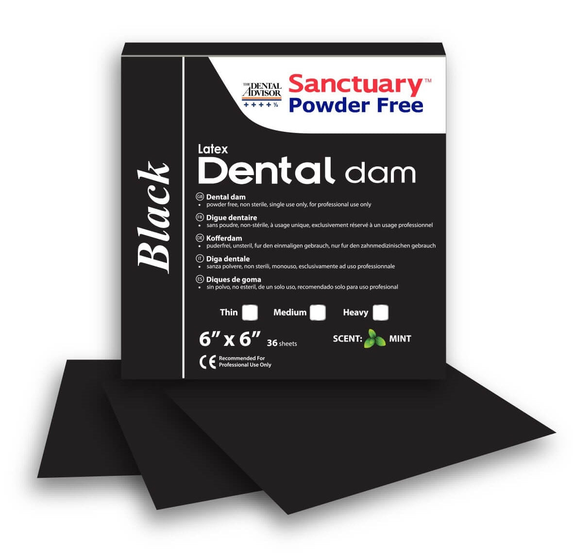 Powder-free Latex Black Dental Dam 6''x6'' 36 sheets MINT