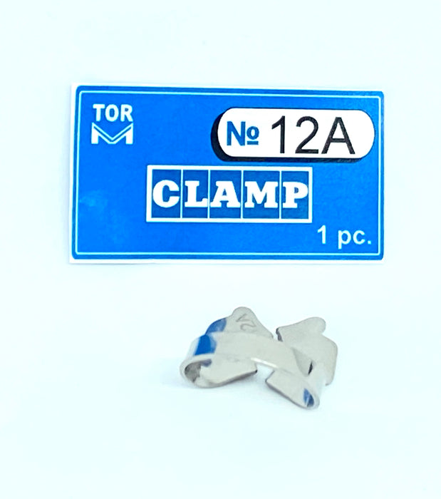 Clamp 12A (tiger clamp with serrated beak (left-sided), for second and third upper molars)