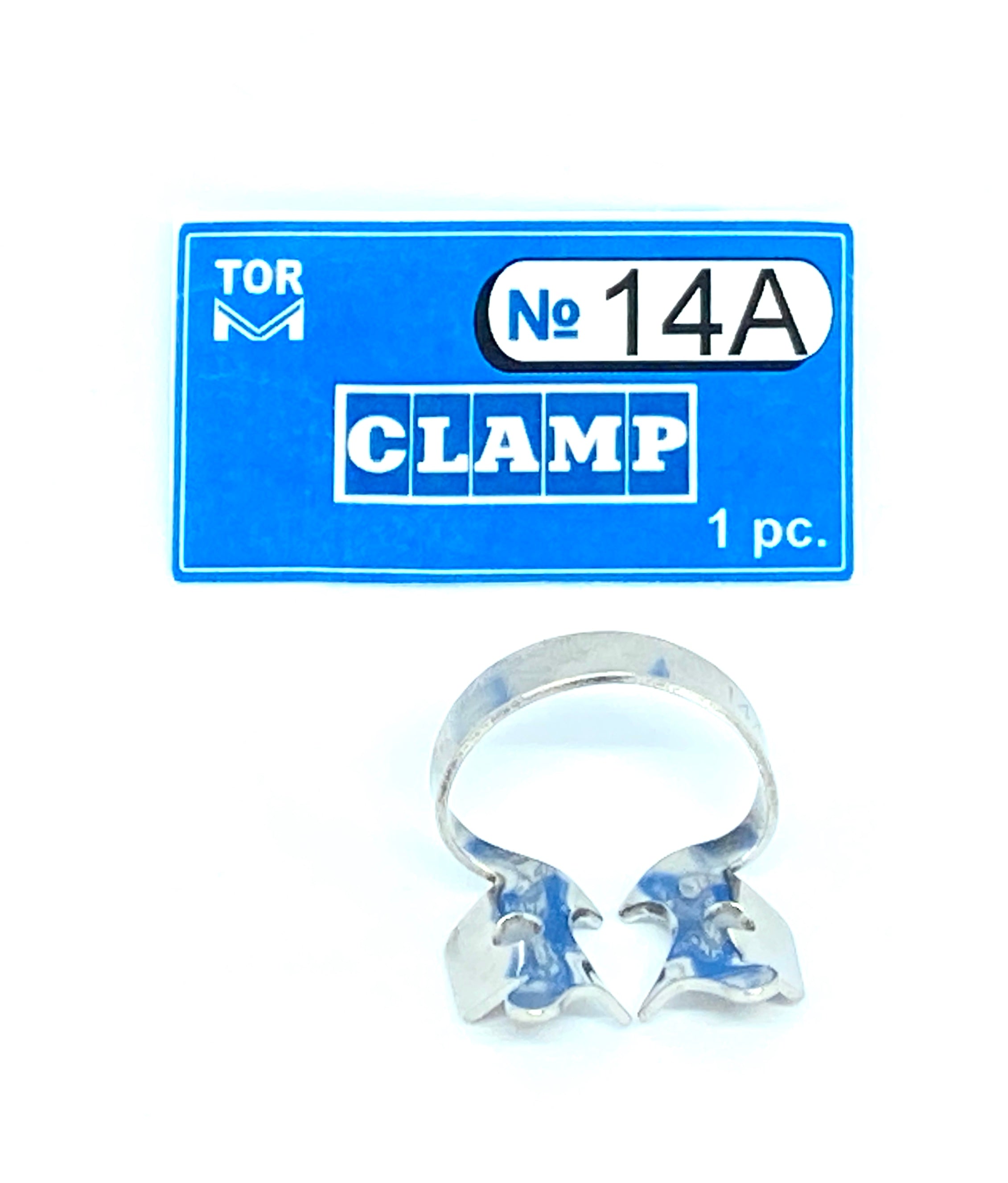 Pince 14A (avec des « mâchoires » incurvées le long du plan en forme d'entonnoir, pour les molaires dont la partie coronaire est fortement détruite ou dont la paroi mésiale est complètement détruite)