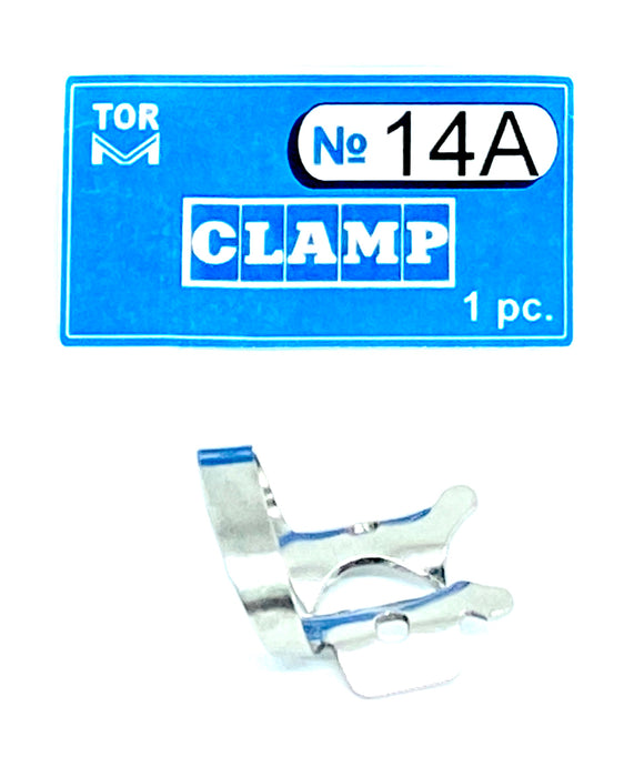 Clamp 14A (with "jaws" curved along the plane in the form of a funnel, for molars with a strongly destroyed crown part or with a completely destroyed mesial wall)