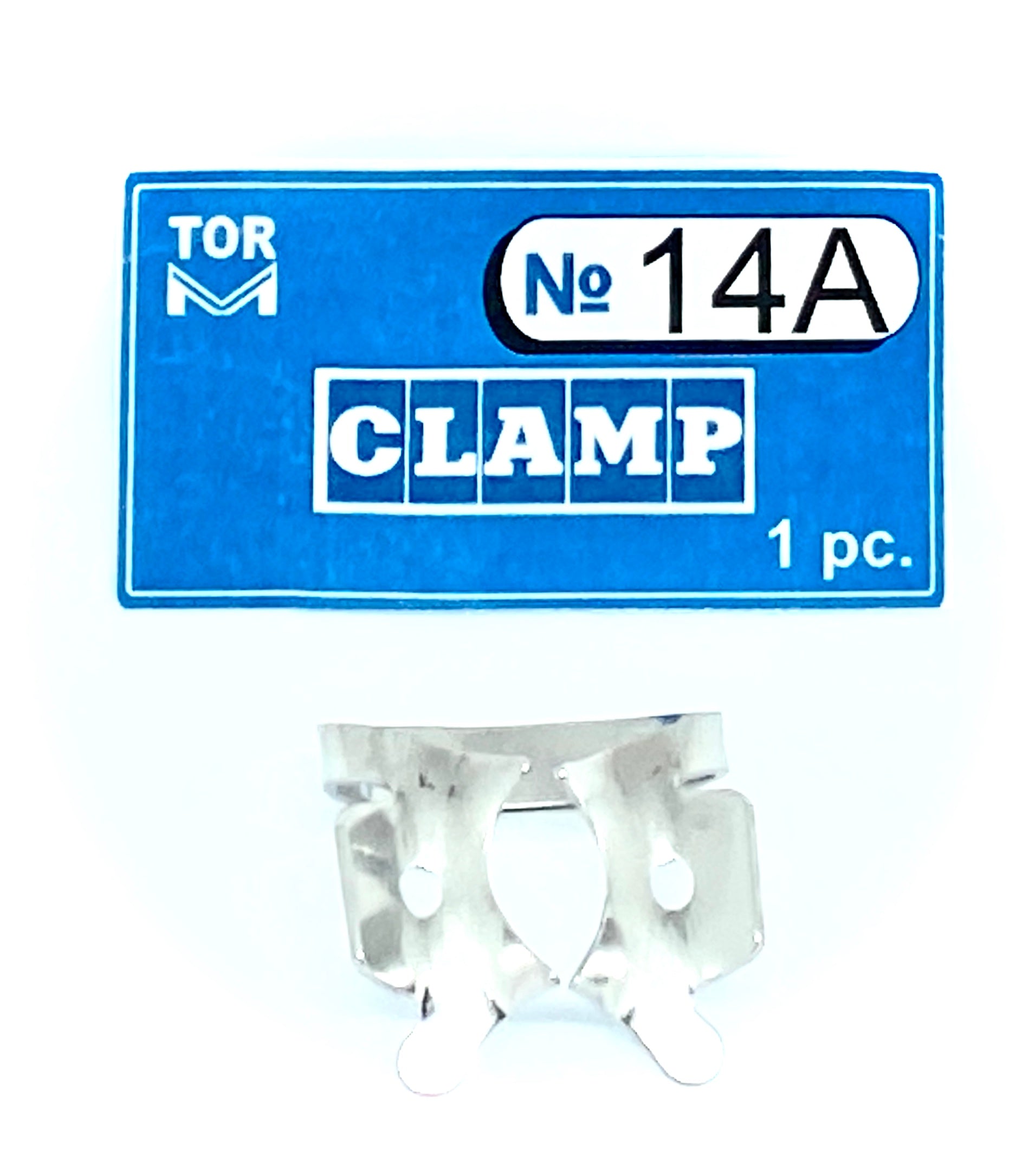 Pince 14A (avec des « mâchoires » incurvées le long du plan en forme d'entonnoir, pour les molaires dont la partie coronaire est fortement détruite ou dont la paroi mésiale est complètement détruite)