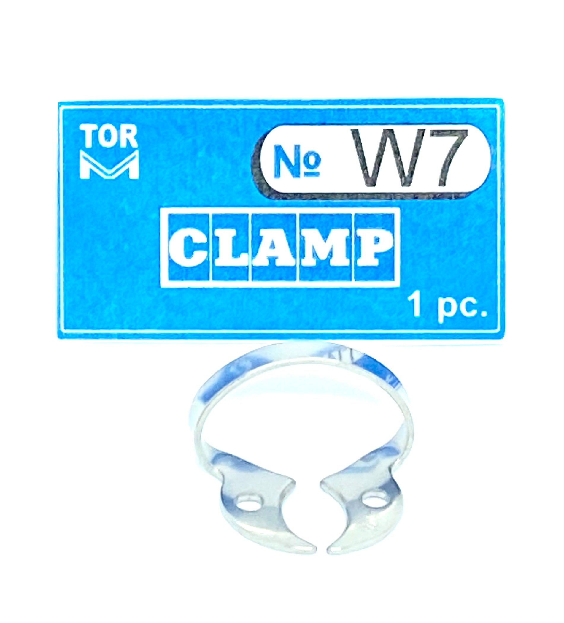 Abrazadera W7 (Abrazadera sin alas con mordazas horizontales planas, para molares grandes con altura de contorno pronunciada)