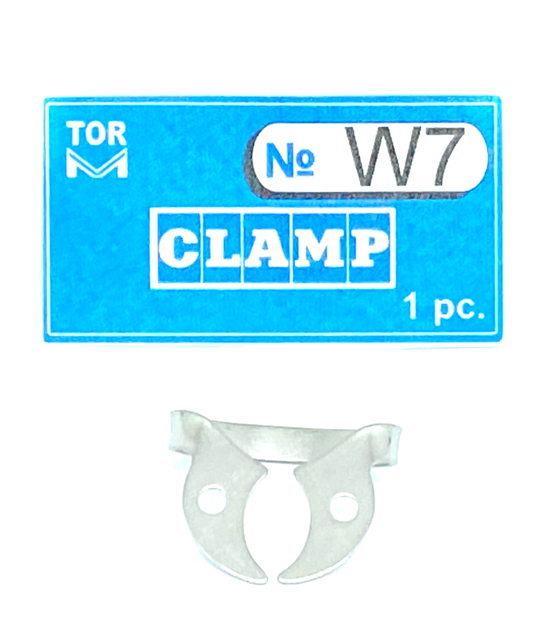 Abrazadera W7 (Abrazadera sin alas con mordazas horizontales planas, para molares grandes con altura de contorno pronunciada)