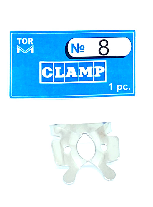 Clamp 8 (winged clamp with rigid angular "jaws", for large molars (festooned jaws for molars' roots)