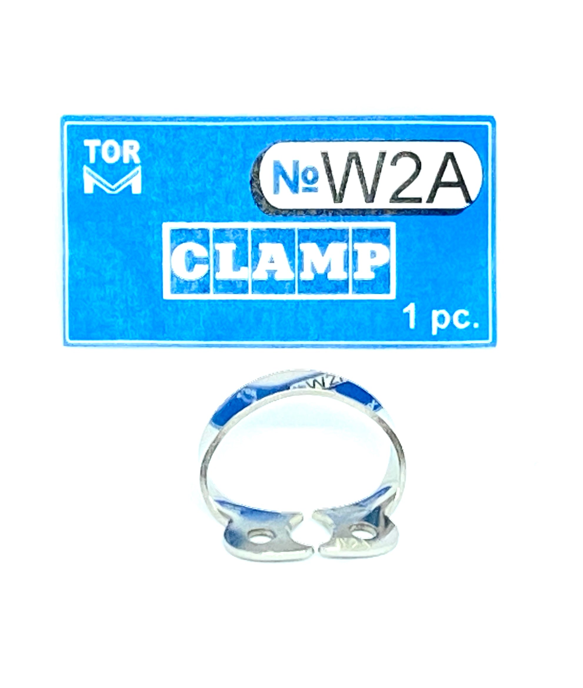 Abrazadera W2A (Abrazadera sin alas con mordazas horizontales planas, análoga a la Abrazadera 2 con mordazas más grandes, para premolares grandes)