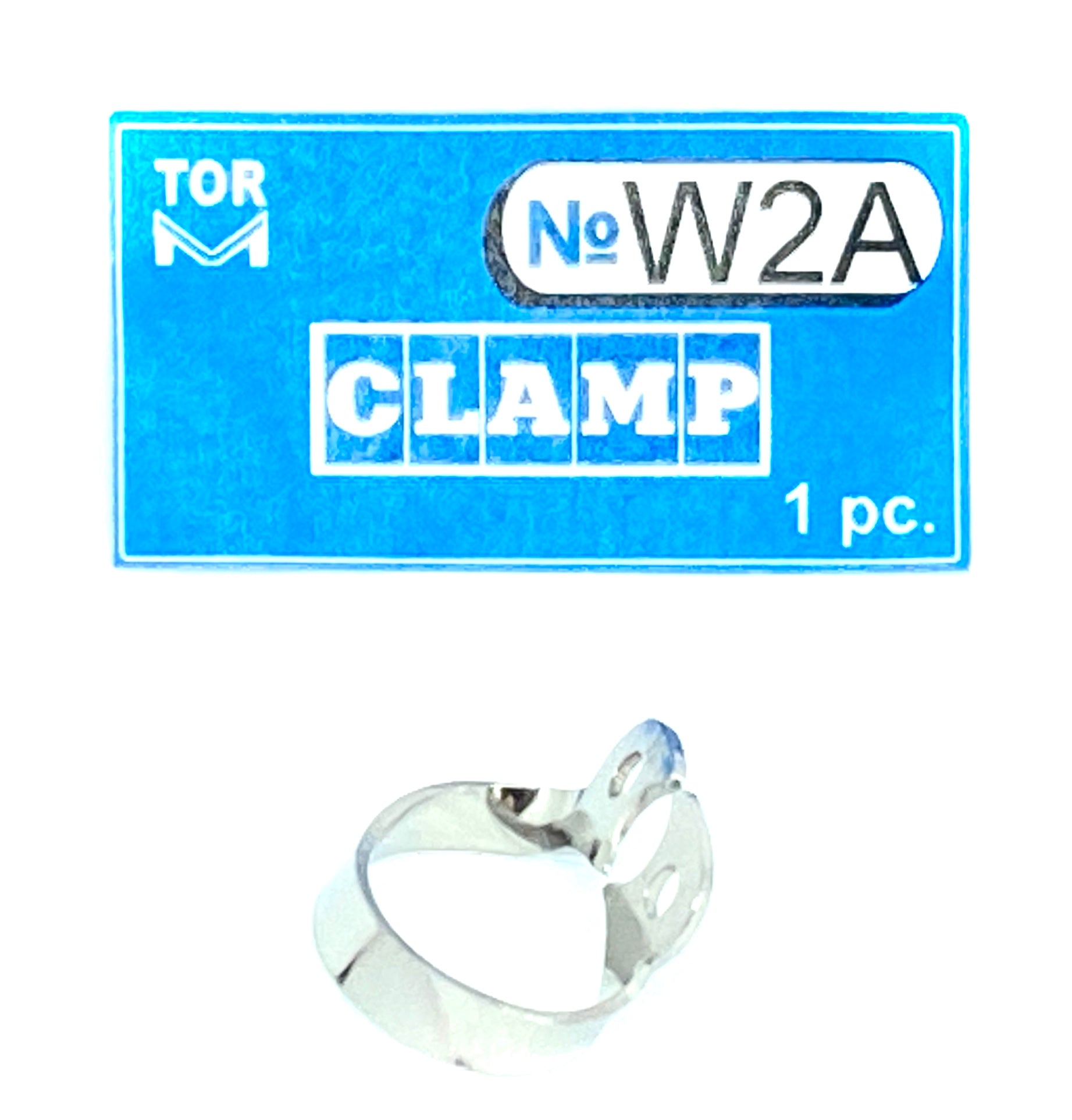 Abrazadera W2A (Abrazadera sin alas con mordazas horizontales planas, análoga a la Abrazadera 2 con mordazas más grandes, para premolares grandes)