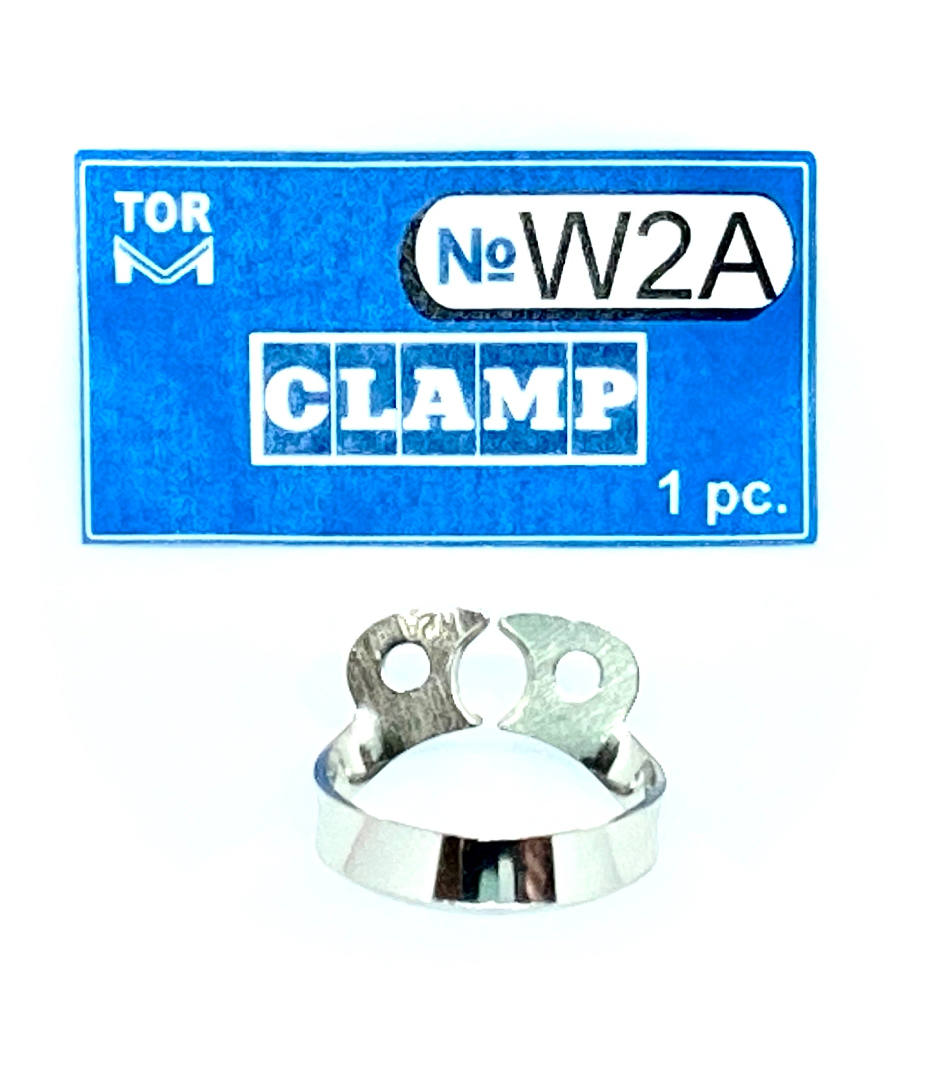 Abrazadera W2A (Abrazadera sin alas con mordazas horizontales planas, análoga a la Abrazadera 2 con mordazas más grandes, para premolares grandes)