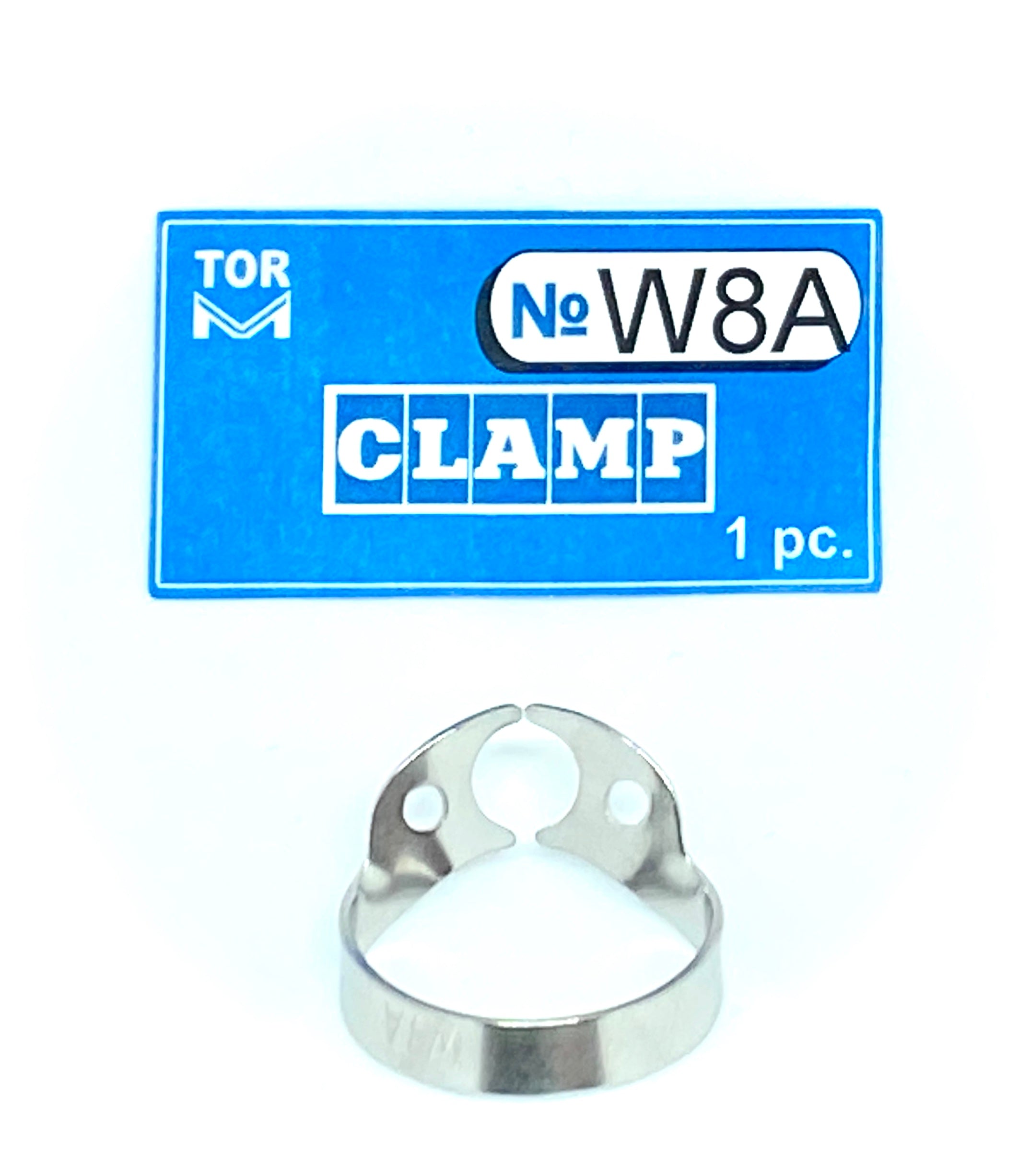 Abrazadera W8A (Abrazadera sin alas con mordazas angulares rígidas para molares grandes (mordazas festoneadas para raíces de molares))