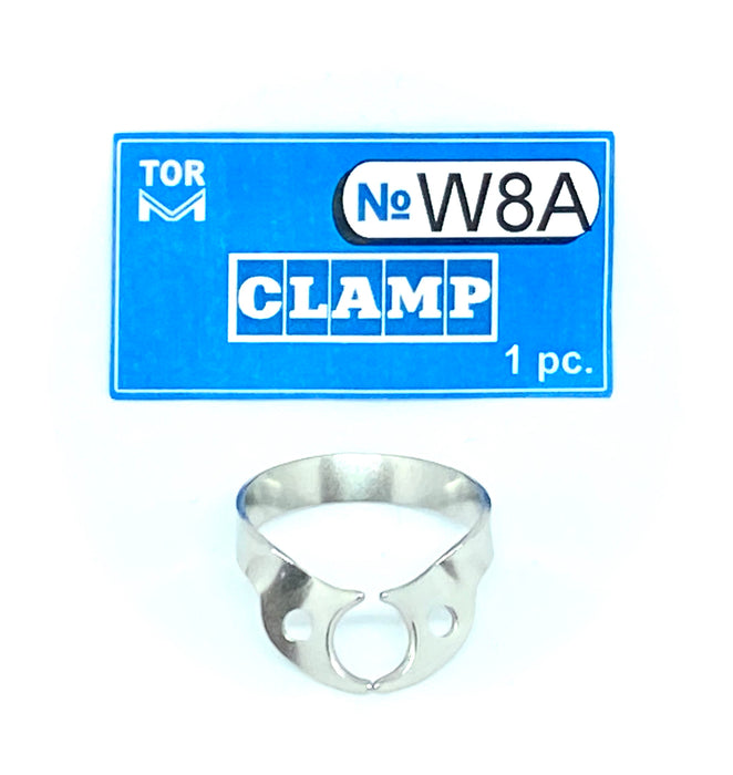 Clamp W8A (Wingless Clamp with Rigid Angular "Jaws", for Large Molars (Festooned Jaws for Molars' Roots)