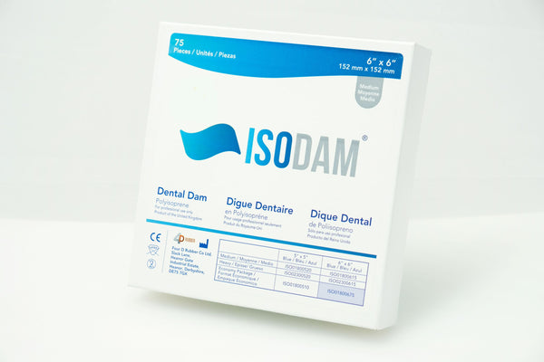 Isodam Polyisoprene Dental Dam Economy Package  6" x 6", Latex Free, Light Blue, 75/pkg