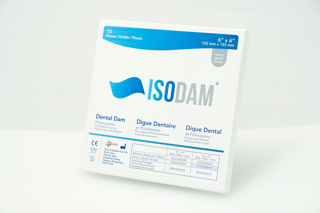 Isodam® Polyisoprene Dental Dam – 6" x 6", Latex Free, Light Blue, 15/Pkg