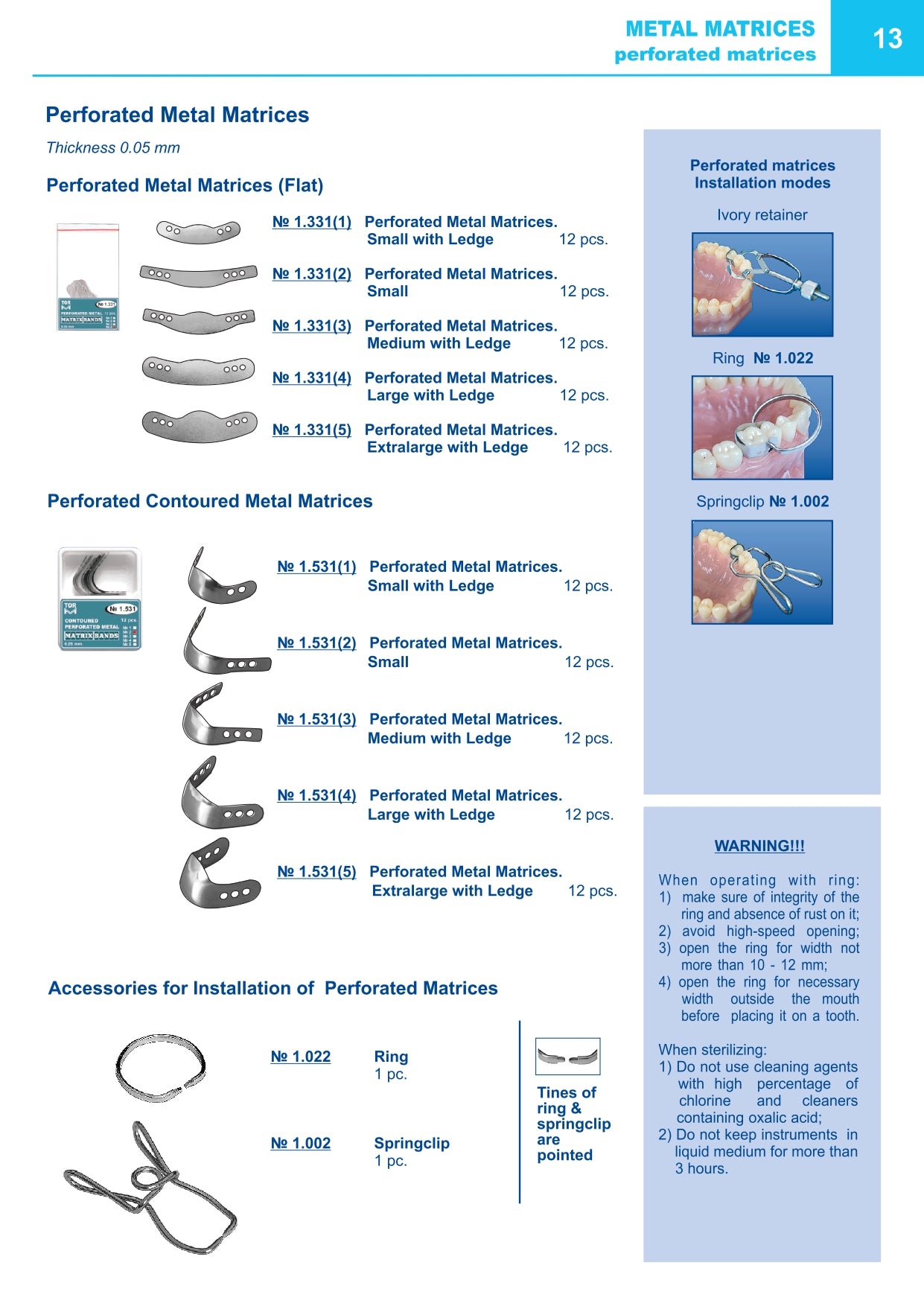 Matrices métalliques profilées et perforées, petite taille avec rebord (forme 1), lot de 12