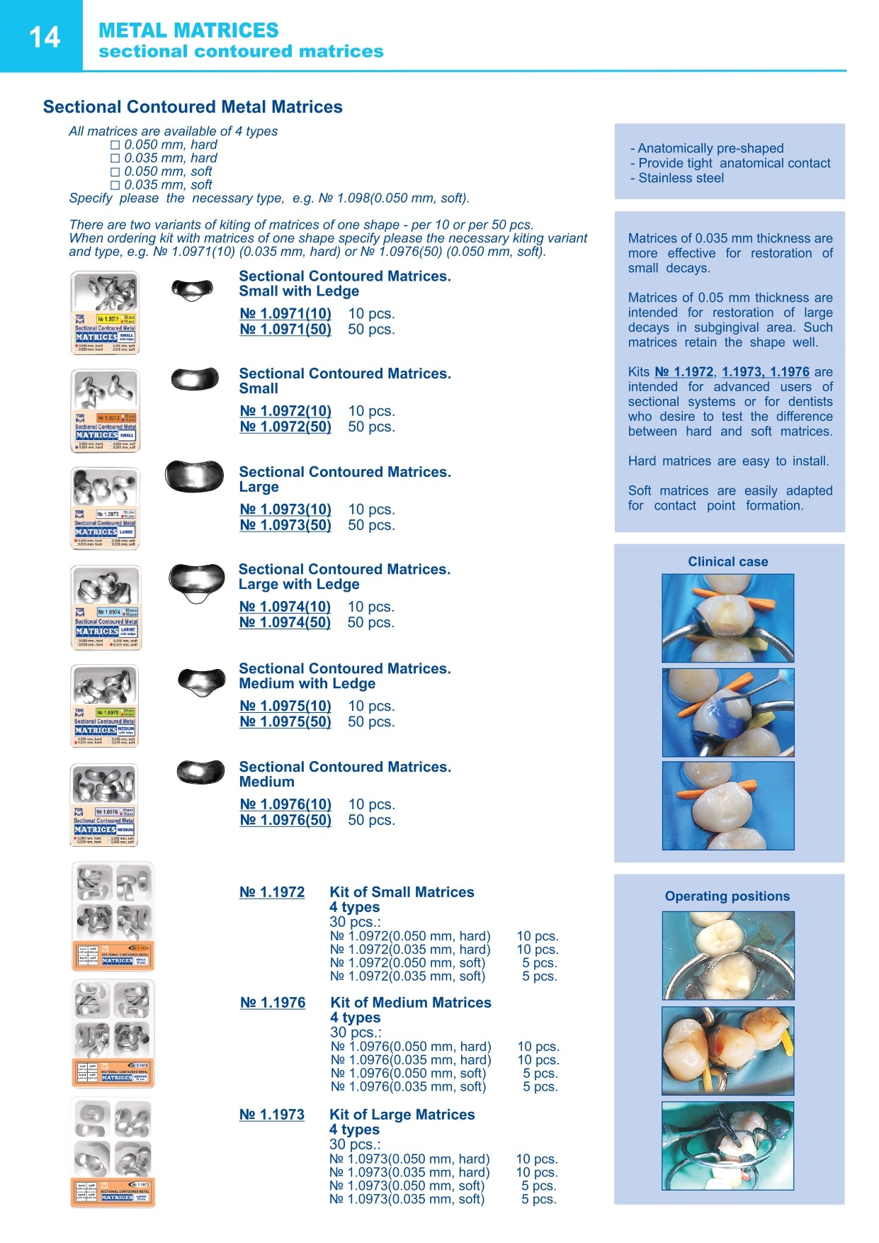 Medium Sectional Contoured Matrices of Four Types 30pcs