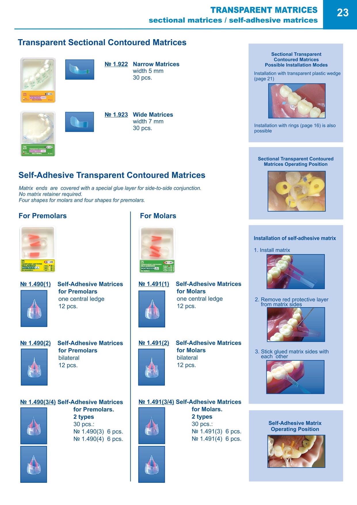 Kit de 120 matrices transparentes profilées pour prémolaires et molaires 