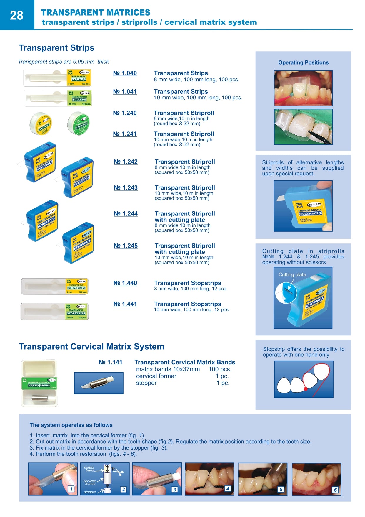 Transparent Cervical Matrix Former Kit, 100 Matrice Bands, Matrix Holder x1, Stopper x1